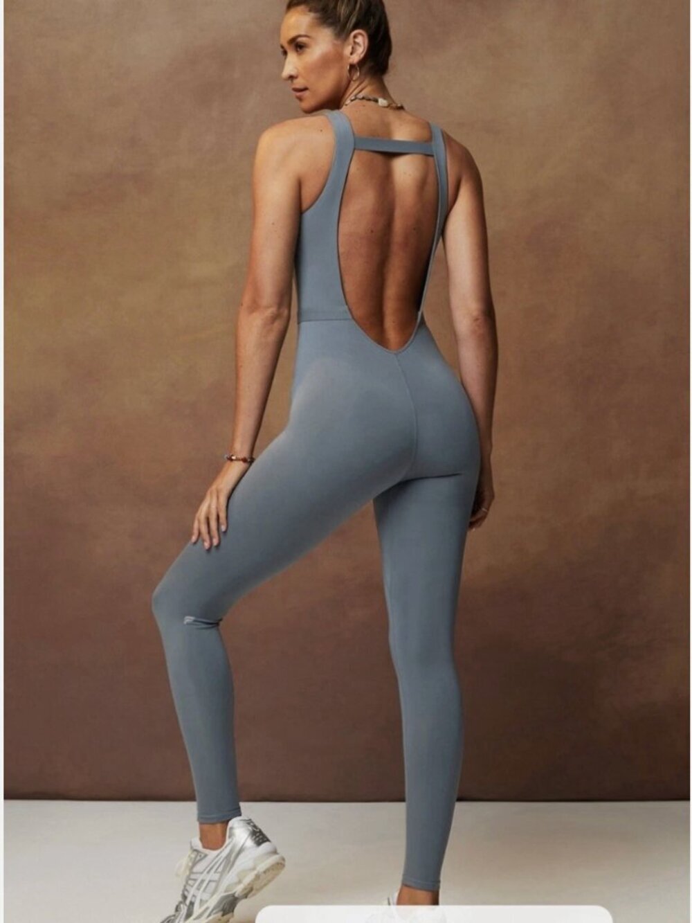 NWT Fabletics Motion365+ Racerback Jumpsuit In Stormcloud Blue One Piece